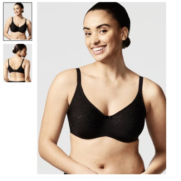 Chantelle Comfort Chic Seamless T-Shirt Bra Black Smooth Underwire Size 34F - Picture 1 of 2
